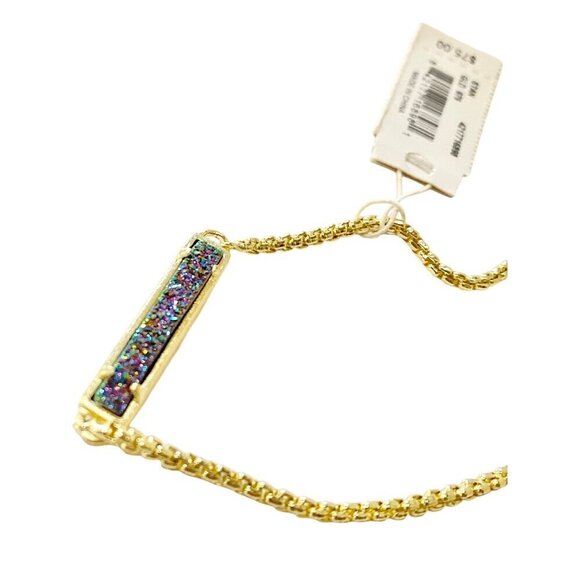 Kendra Scott Stan Drusy Bracelet Gold Multi Color Drusy Adjustable Rectangle - Picture 4 of 9